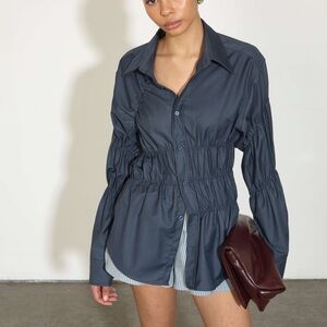 Scarlet and Sam blue grey Ruched Women's shirt